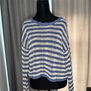 Periwinkle and White Striped Women's Sweater